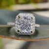 Unique 4.41 TCW Radiant Gray Moissanite Two-Tone Halo Engagement Ring