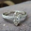 Pretty Hidden Halo Marquise Near Colorless Moissanite Engagement Ring