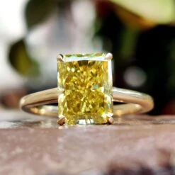 Canary Yellow 2.33 CT Radiant Moissanite Solitaire Engagement Ring
