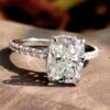 Cushion Ice Crushed Pave Crown Moissanite Engagement Ring