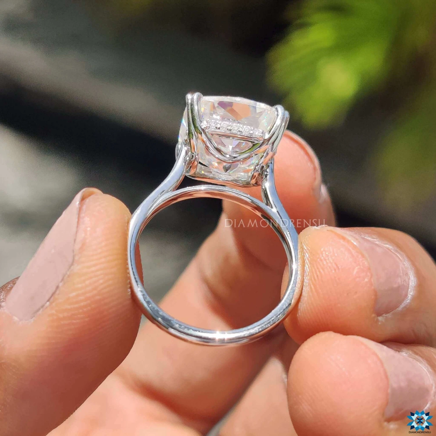 Hidden Halo Cushion Rensu Cut Moissanite Engagement Ring For Women - Image 8