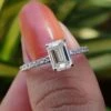 Hidden Halo 1.86 CT Emerald Colorless Moissanite Engagement Ring