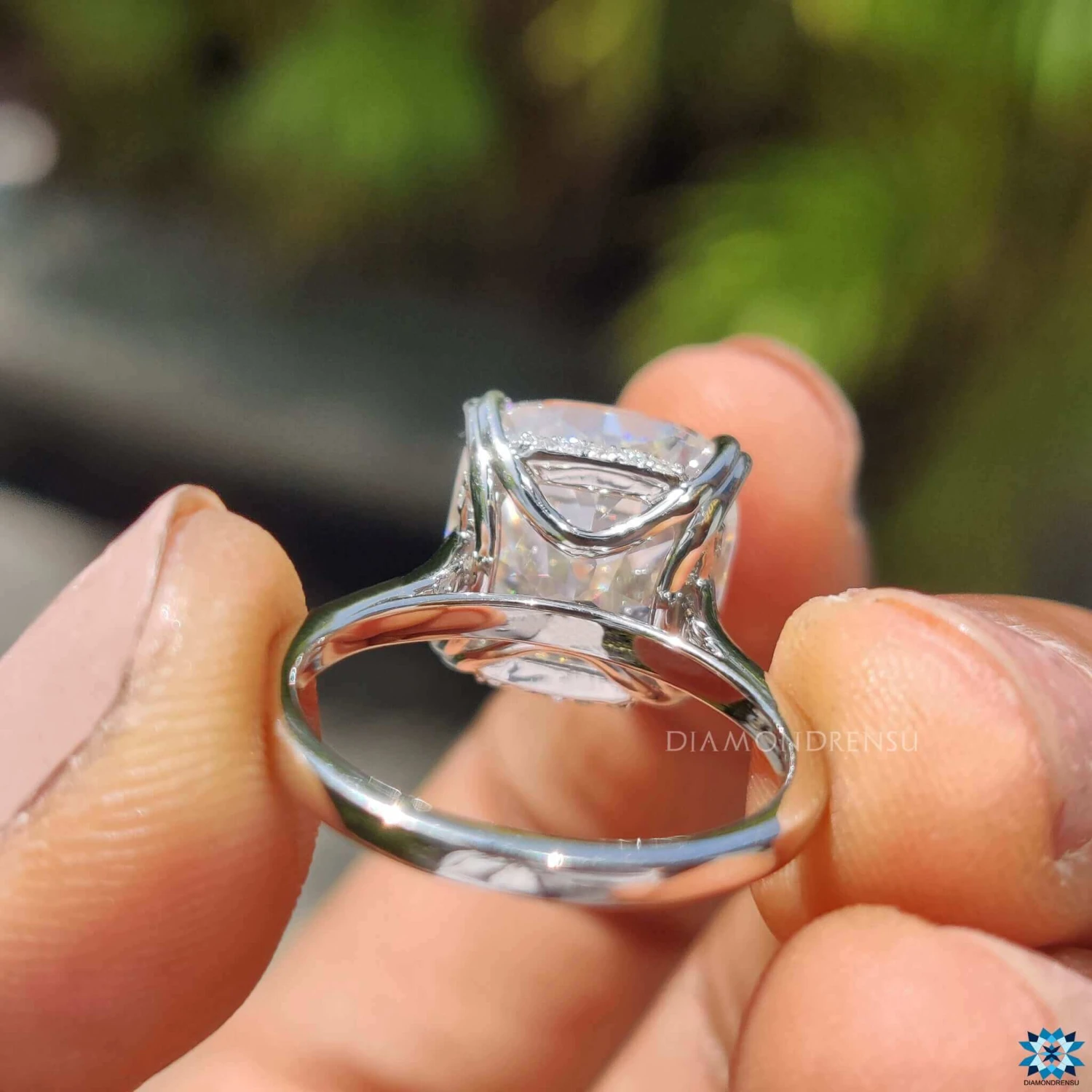 Hidden Halo Cushion Rensu Cut Moissanite Engagement Ring For Women - Image 4