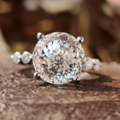 5.63 TW Portuguese Cut Moissanite Floating Bubble Pave Set Unique Engagement Ring
