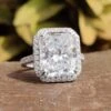 Amazing Hidden Halo Pave Radiant Moissanite Engagement Ring