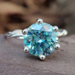 3.28 CT Round Moissanite Cable Solitaire Moissanite Engagement Ring