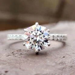 2.05 TCW Octagon Cut Amazing Pave Set Moissanite Engagement Ring