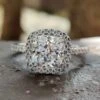 2.82 TCW Cushion Rensu Cut Cathedral Set Moissanite Halo Engagement Ring