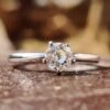 0.52 CT Round OEC Cut Colorless Moissanite Solitaire Engagement Ring