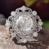 Antique Vintage 5.79 TCW Portuguese Cut Filigree Halo Moissanite Engagement Ring