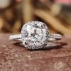 1.83 DEW Cushion Cut Dazzling Halo Moissanite Engagement Ring