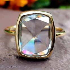 3.91 CT Cushion Rose Cut Bezel Set Solitaire Moissanite Wedding Ring