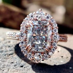 3.74 TCW Radiant Cut Moissanite Intricate Vintage Halo Engagement Ring