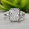 3.58 TCW Radiant Cut Split Shank Moissanite Halo Engagement Ring