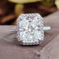 6.26 TW Radiant Cut Amazing Pave Halo Moissanite Engagement Ring