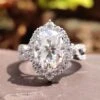 Oval Engagement Ring, 4.07 TW Crushed Ice Oval Cut Moissanite Ring