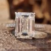 Unique 5.25 TCW Emerald Step Cut Channel Set Moissanite Wedding Ring