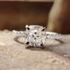 2.27 TCW Cushion Brilliant Cut Hidden Halo Pavé Moissanite Wedding Ring