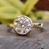 Classic Bezel Set 1.92 CT Round Heart And Arrow Cut Moissanite Engagement Ring