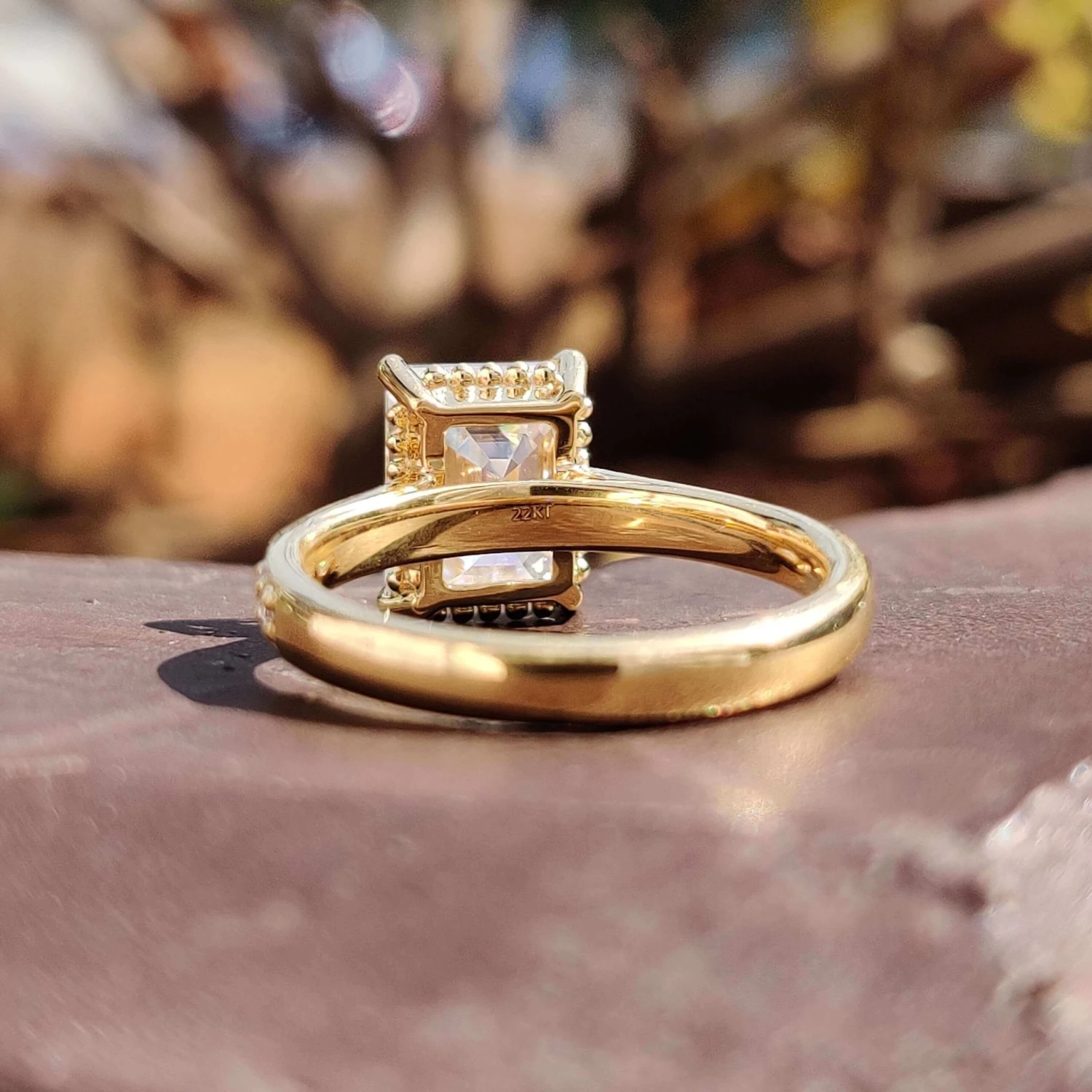 2.82 TC Colorless Emerald Cut Moissanite Cathedral Pave Set Affordable Moissanite Engagement Ring - Image 4