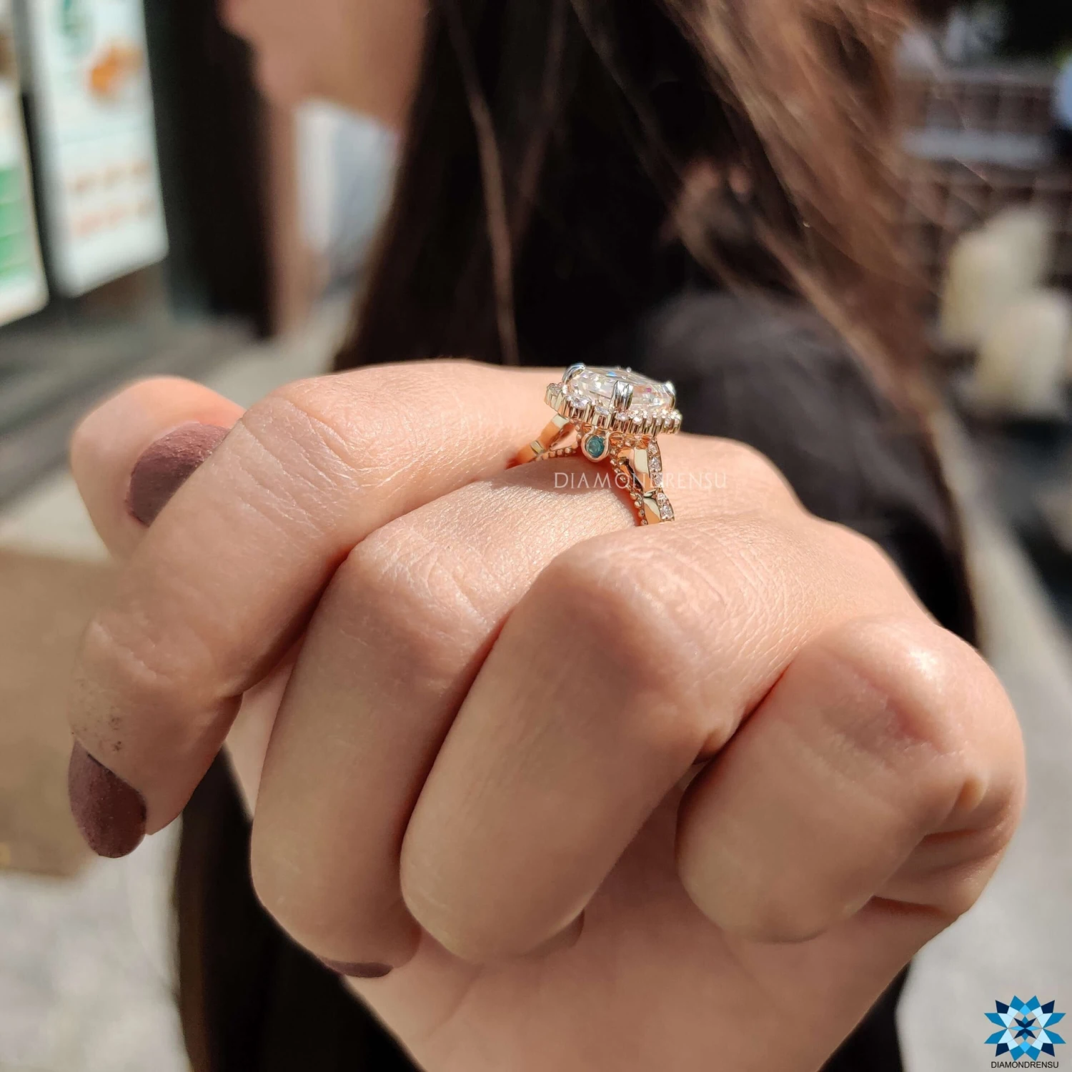 Vintage Inspired 3.94 TCW Emerald Cut Unique Moissanite Engagement Ring - Image 8