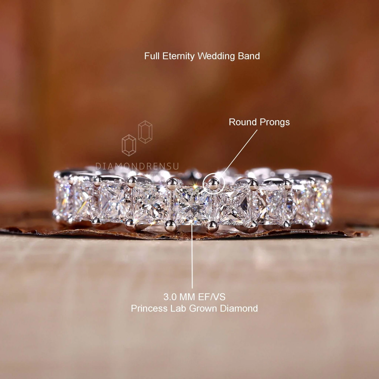 Princess Cut Lab Grown Diamond Eternity Wedding Band For Women - Image 9