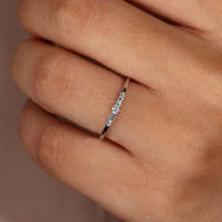 Round And Baguette Cut Lab Grown Diamond Promise Ring