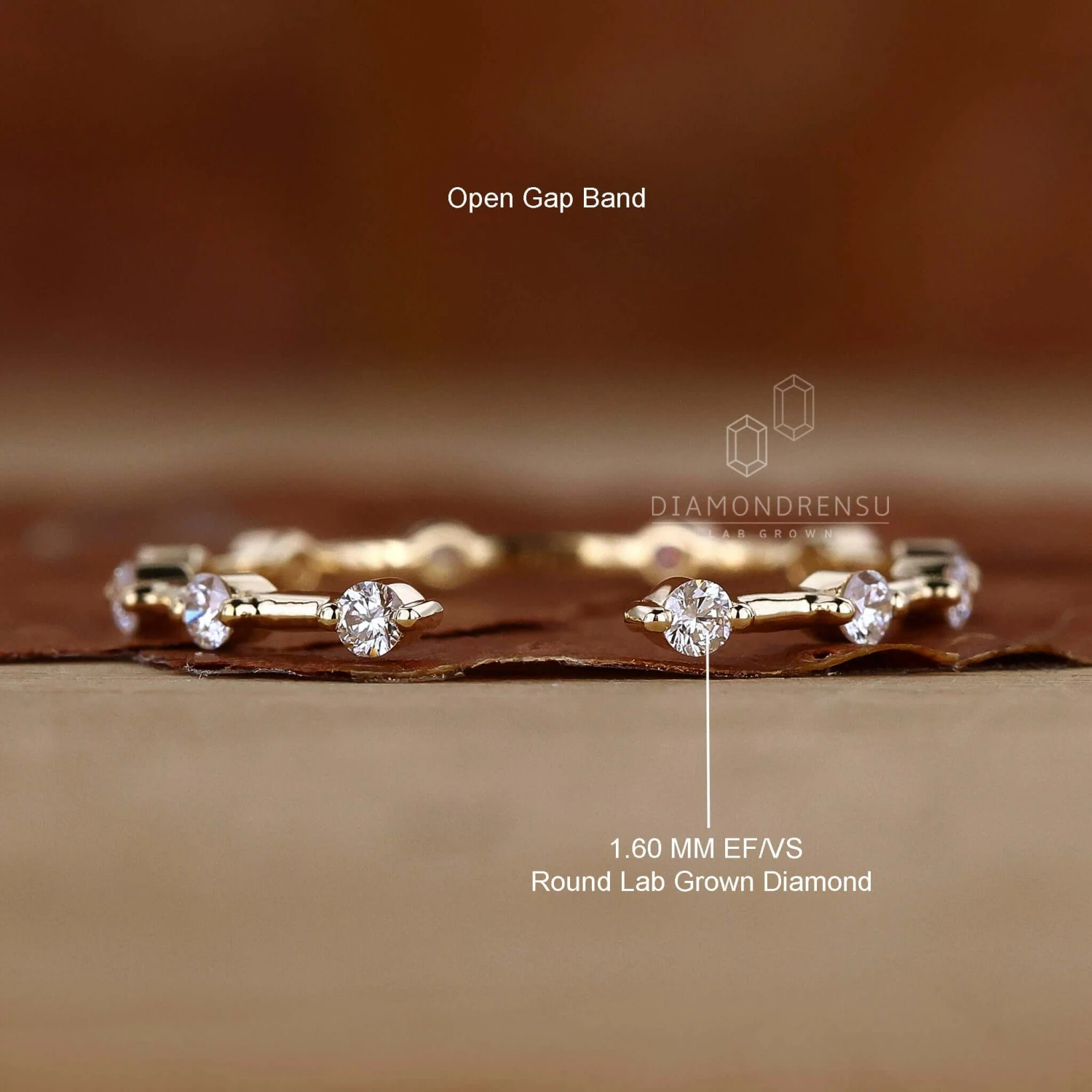Open Gap Round Lab Grown Diamond Wedding Band For Women - Image 9
