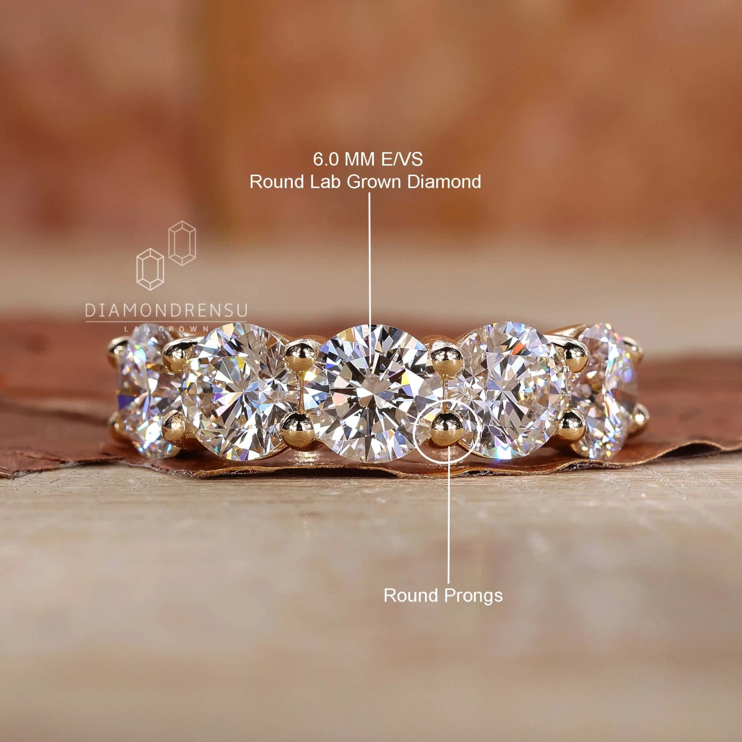 Round Diamond Five Stone Wedding Anniversary Ring - Image 9