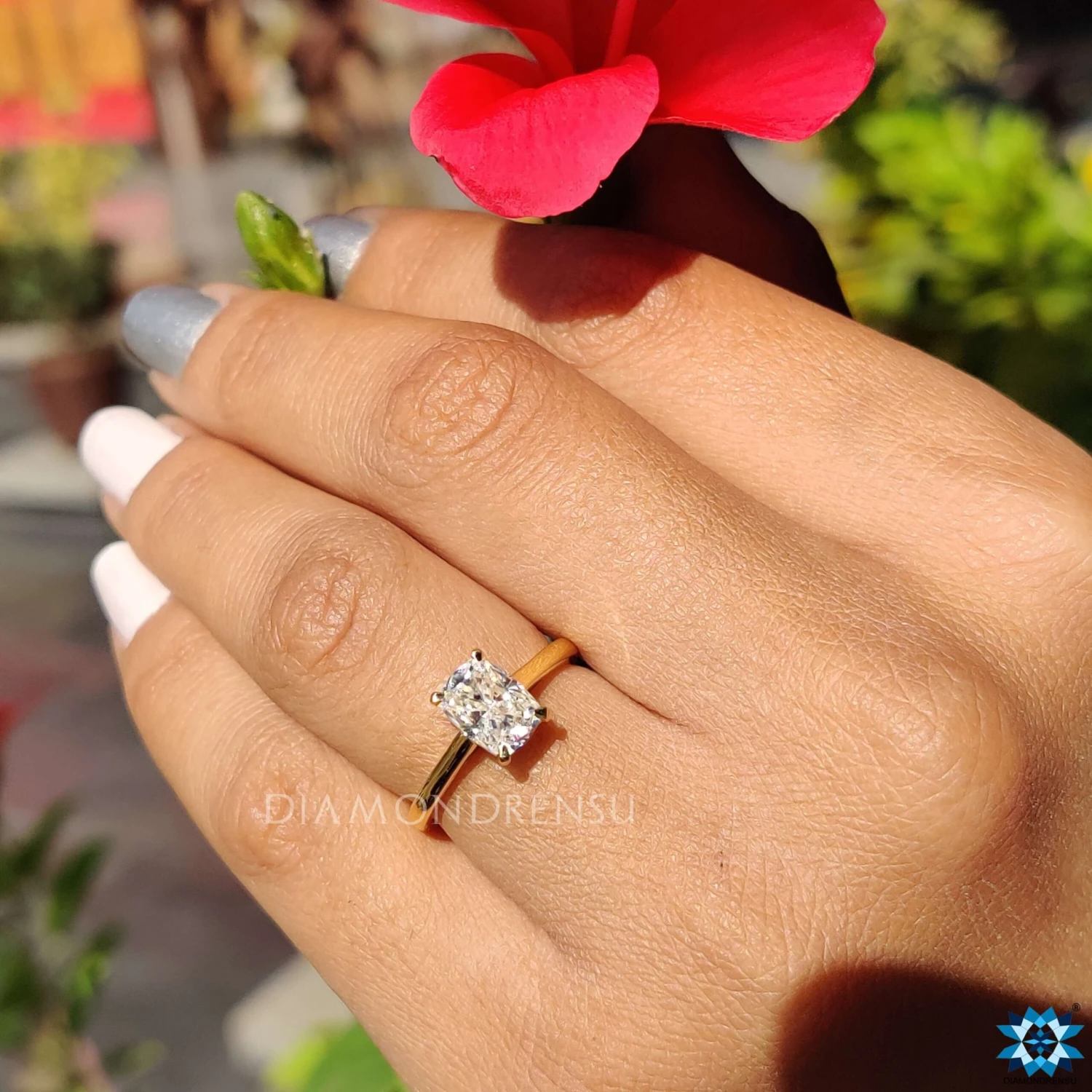 1.25 CT Cushion Cut Amazing Cathedral Set Moissanite Engagement Ring - Image 10