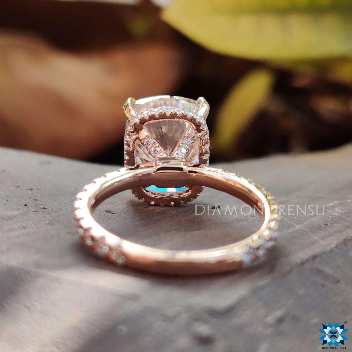 Cushion Cut Moissanite Engagement Ring, 6.13 TW Hidden Halo Pave Set Moissanite Ring - Image 3