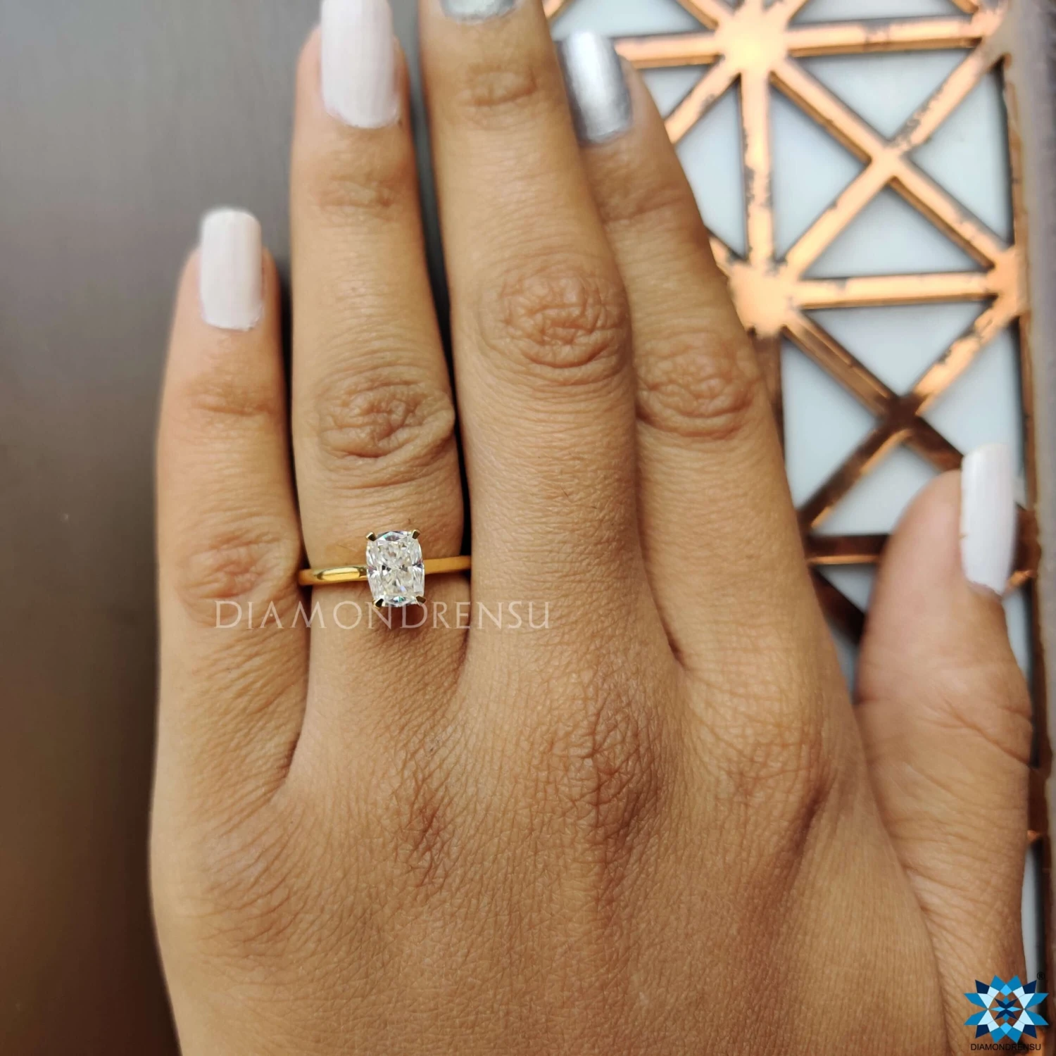 1.25 CT Cushion Cut Amazing Cathedral Set Moissanite Engagement Ring - Image 7