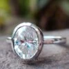 1.94 Singular Bezel Set Oval Solitaire Moissanite Engagement Ring
