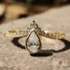 0.77 TCW Pear Cut Upside Down Bezel Set Moissanite Wedding Ring