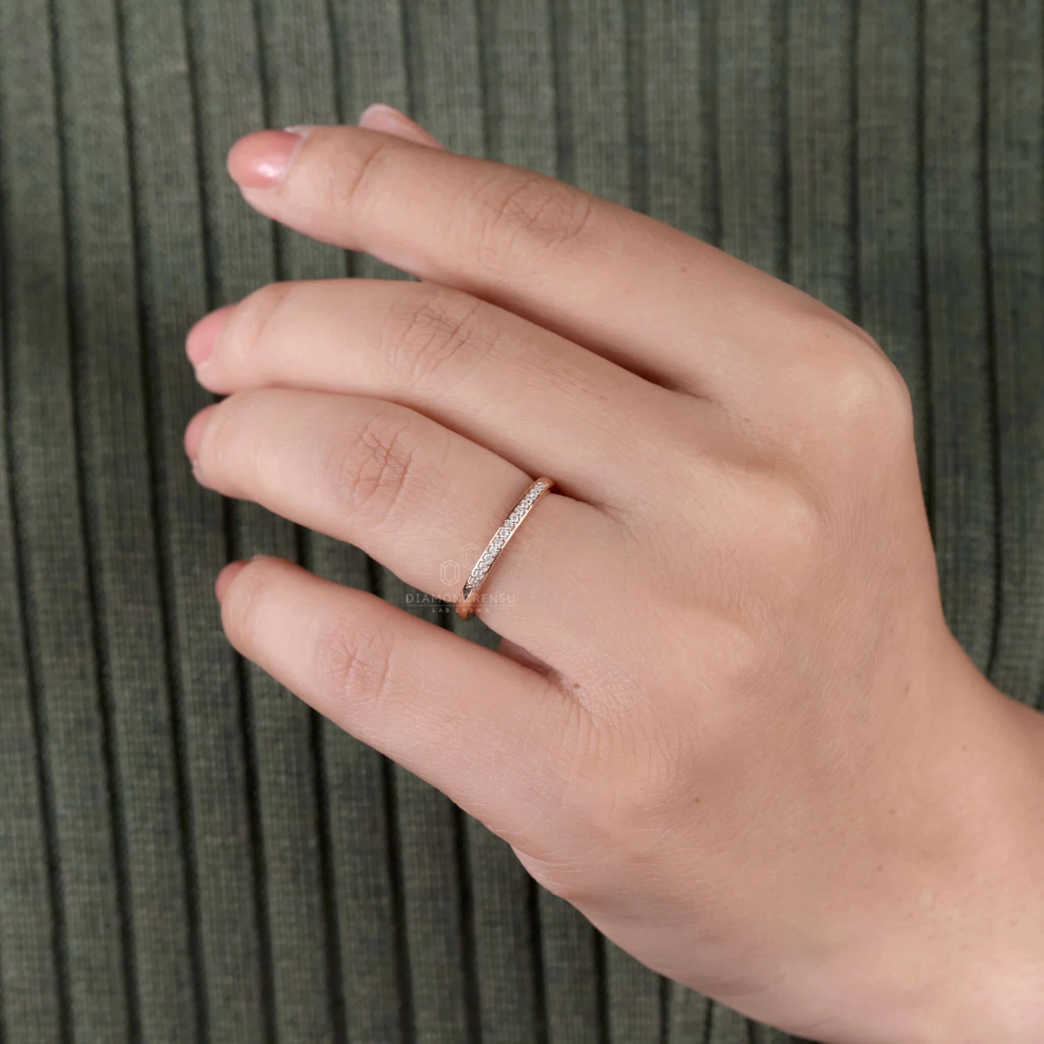 1.0 MM Round Lab Grown Diamond Eternity Wedding Band, Stackable Ring - Image 2