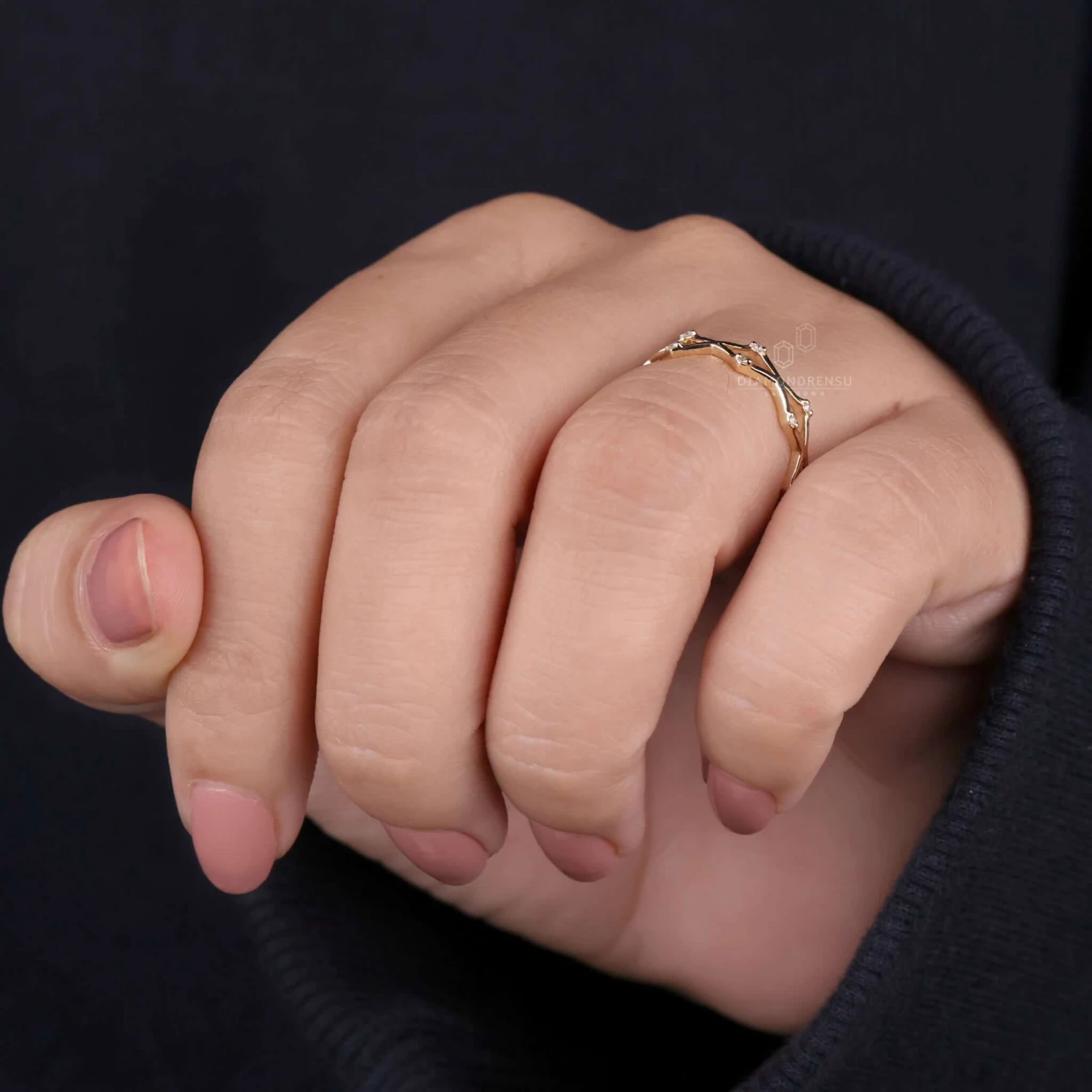 Round Lab Grown Diamond Wedding Band, Unique Designer Matching Band - Image 7