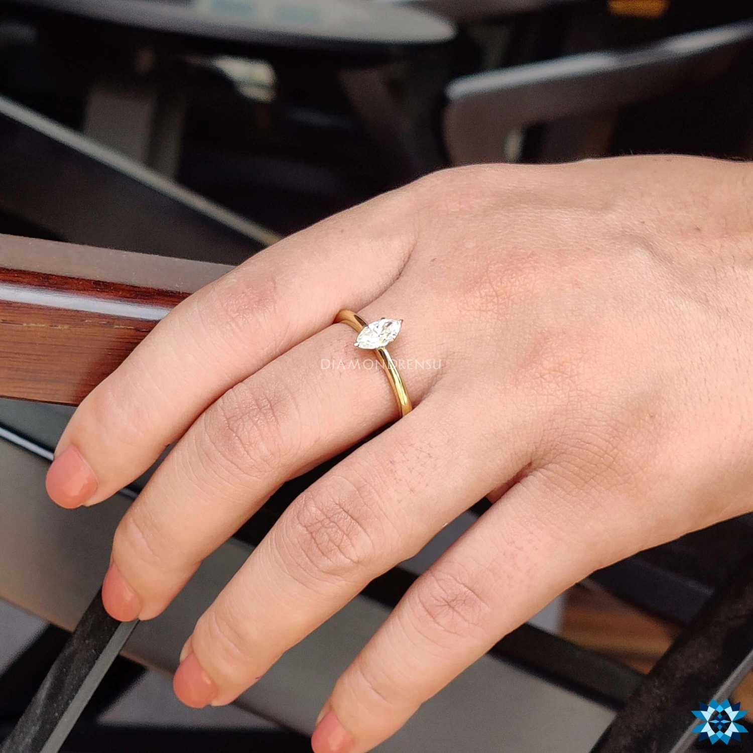 Classic Comfort Fit 0.56 CT Marquise Moissanite Engagement Ring - Image 2