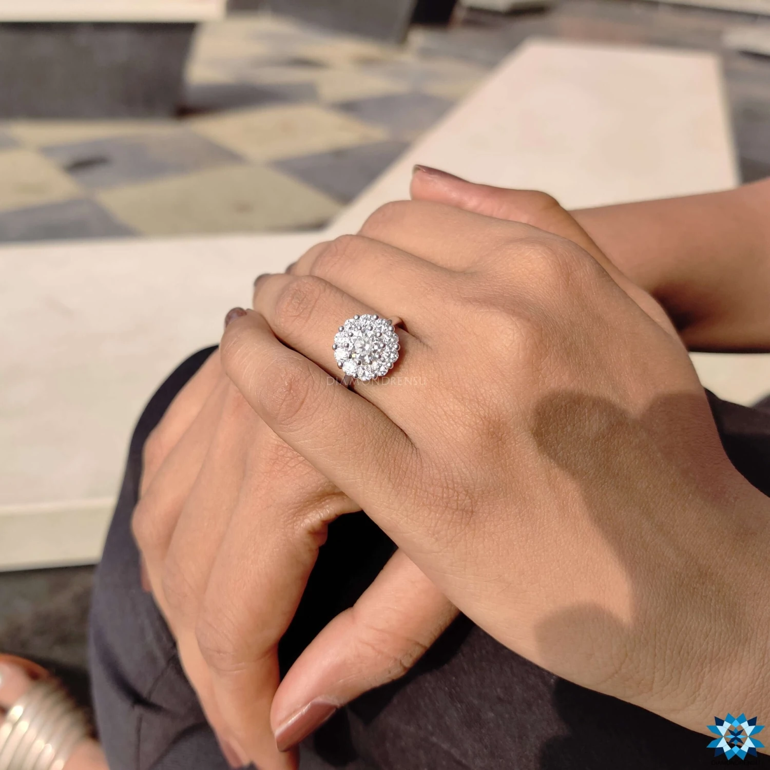 1.12 CT Round OEC Moissanite Endearing Love Grande Halo Engagement Ring - Image 8