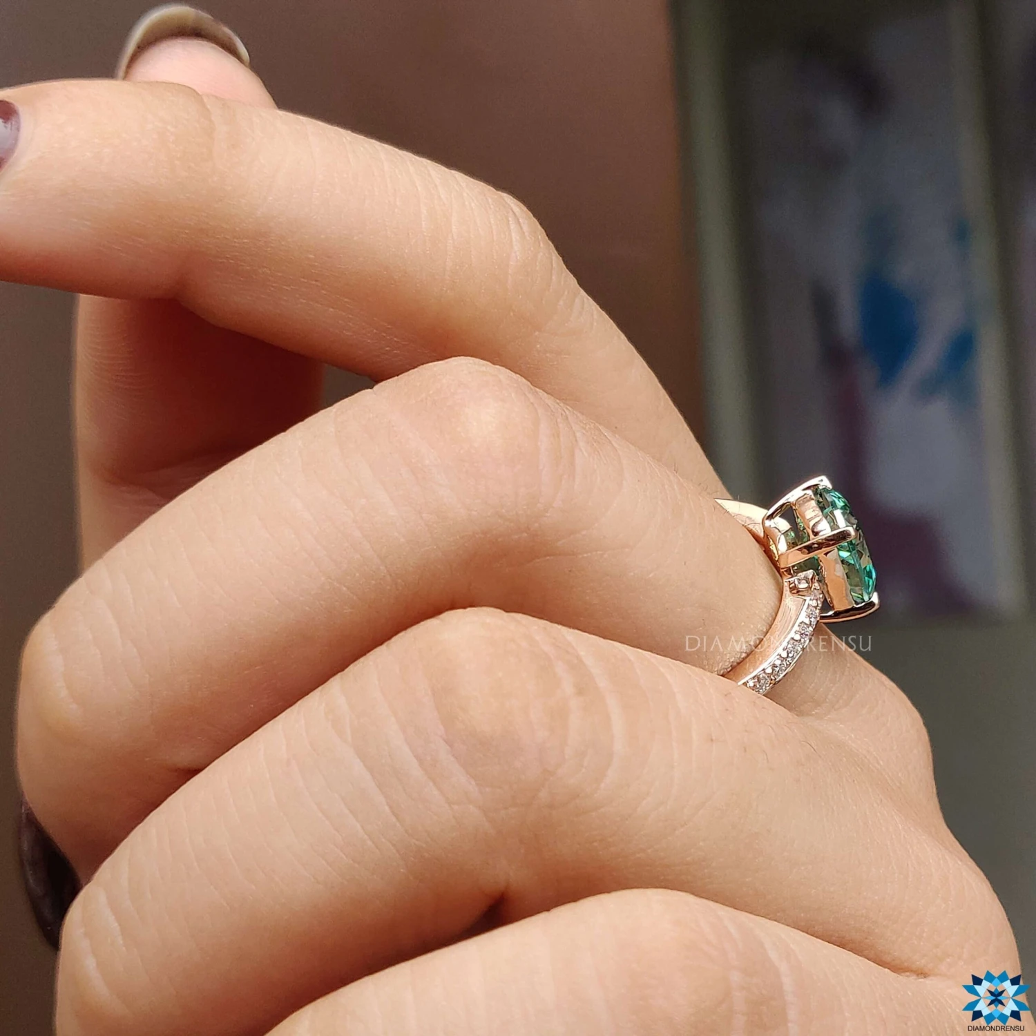 Amazing Looking Cushion Divine Pave Set Moissanite Engagement Ring - Image 2