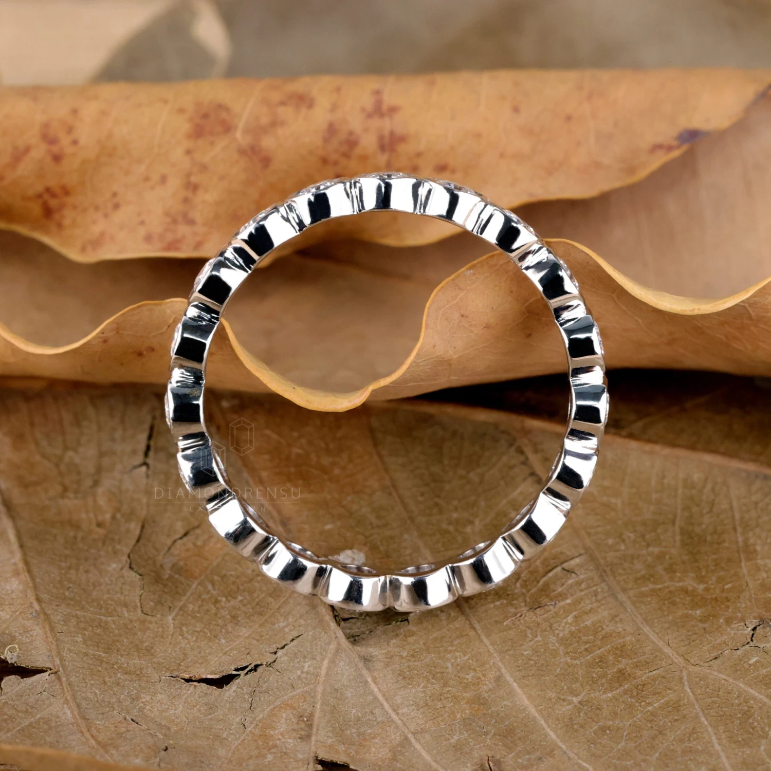 Diamond Eternity Band, 2.50 MM Round Brilliant Cut Lab Created Diamond Wedding Band, Bezel Set Band - Image 7