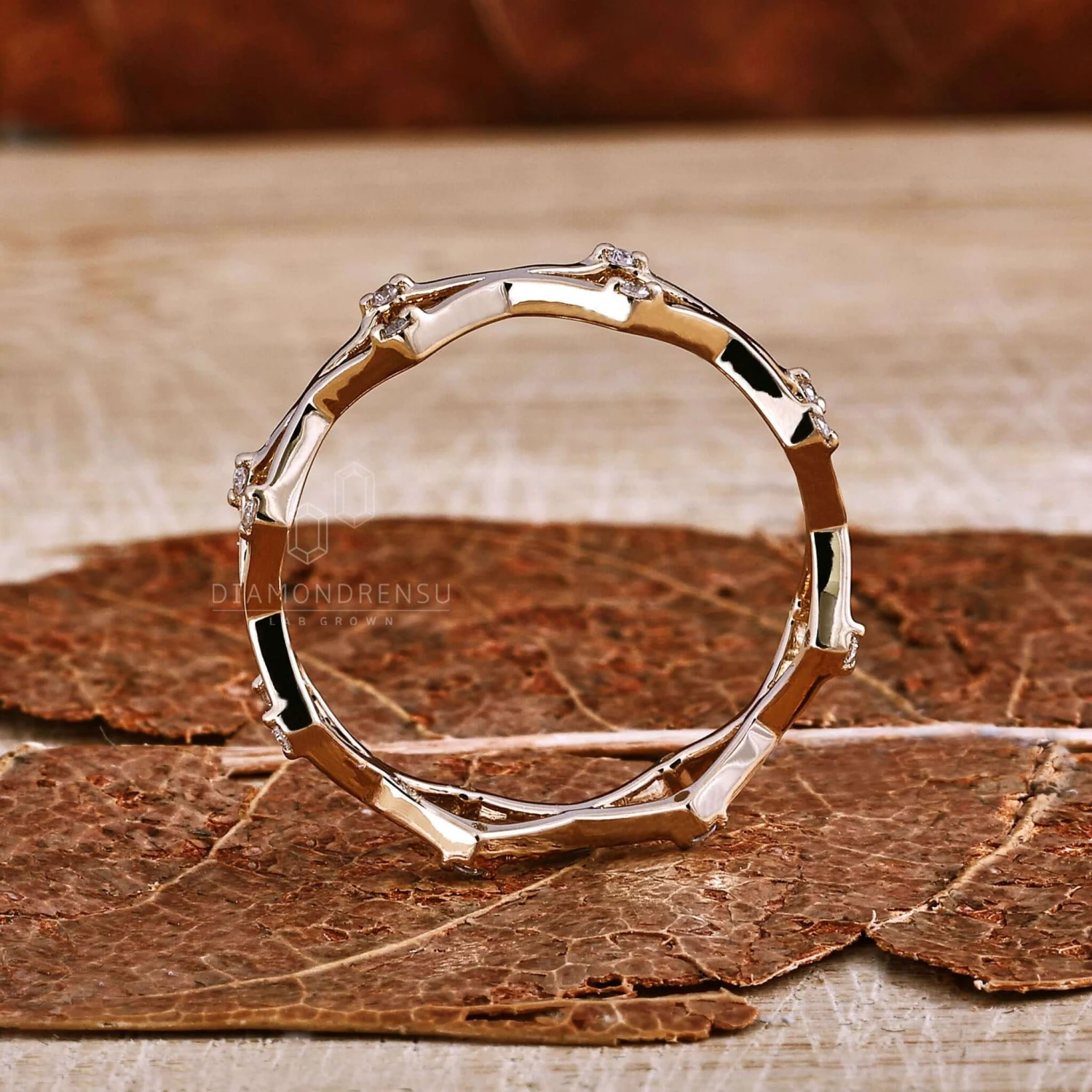 Round Lab Grown Diamond Wedding Band, Unique Designer Matching Band - Image 6