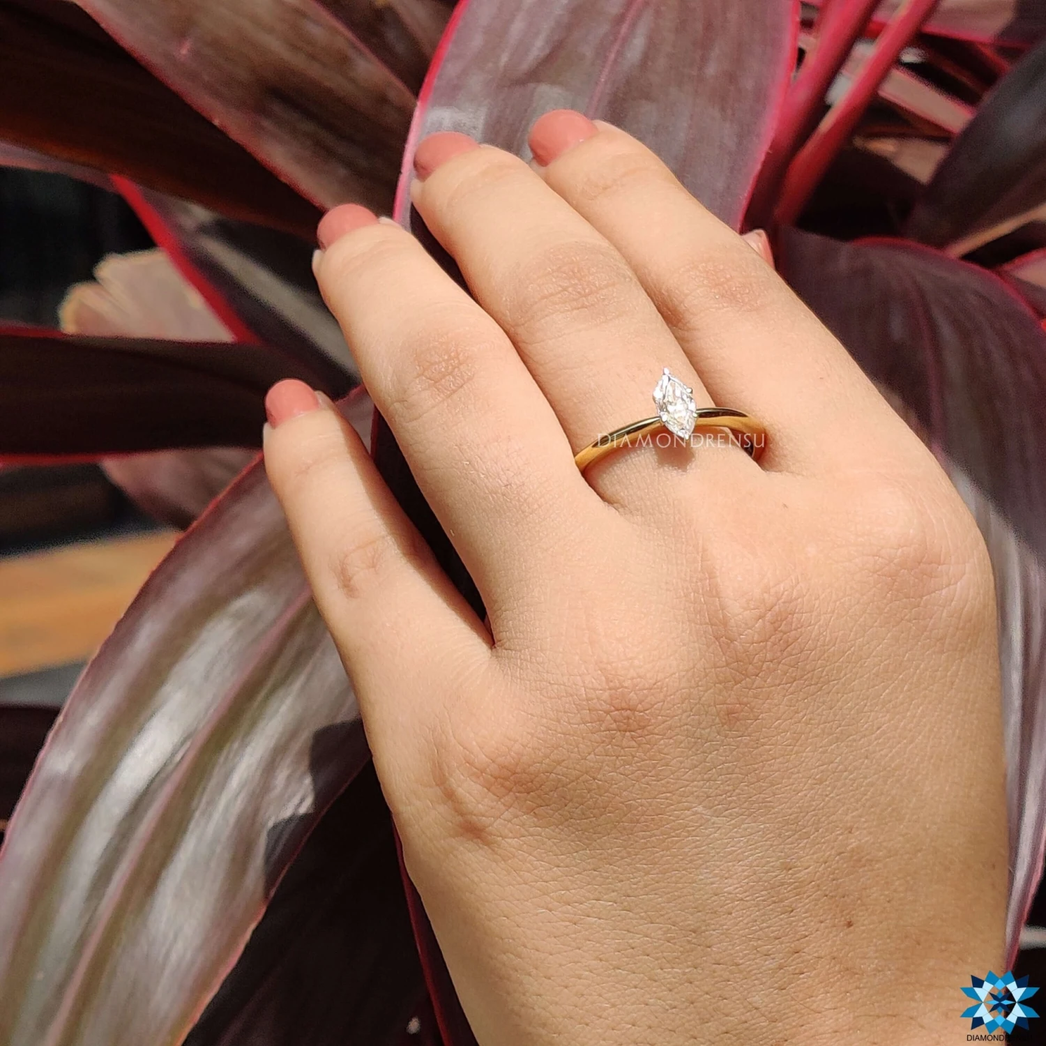 Classic Comfort Fit 0.56 CT Marquise Moissanite Engagement Ring - Image 8