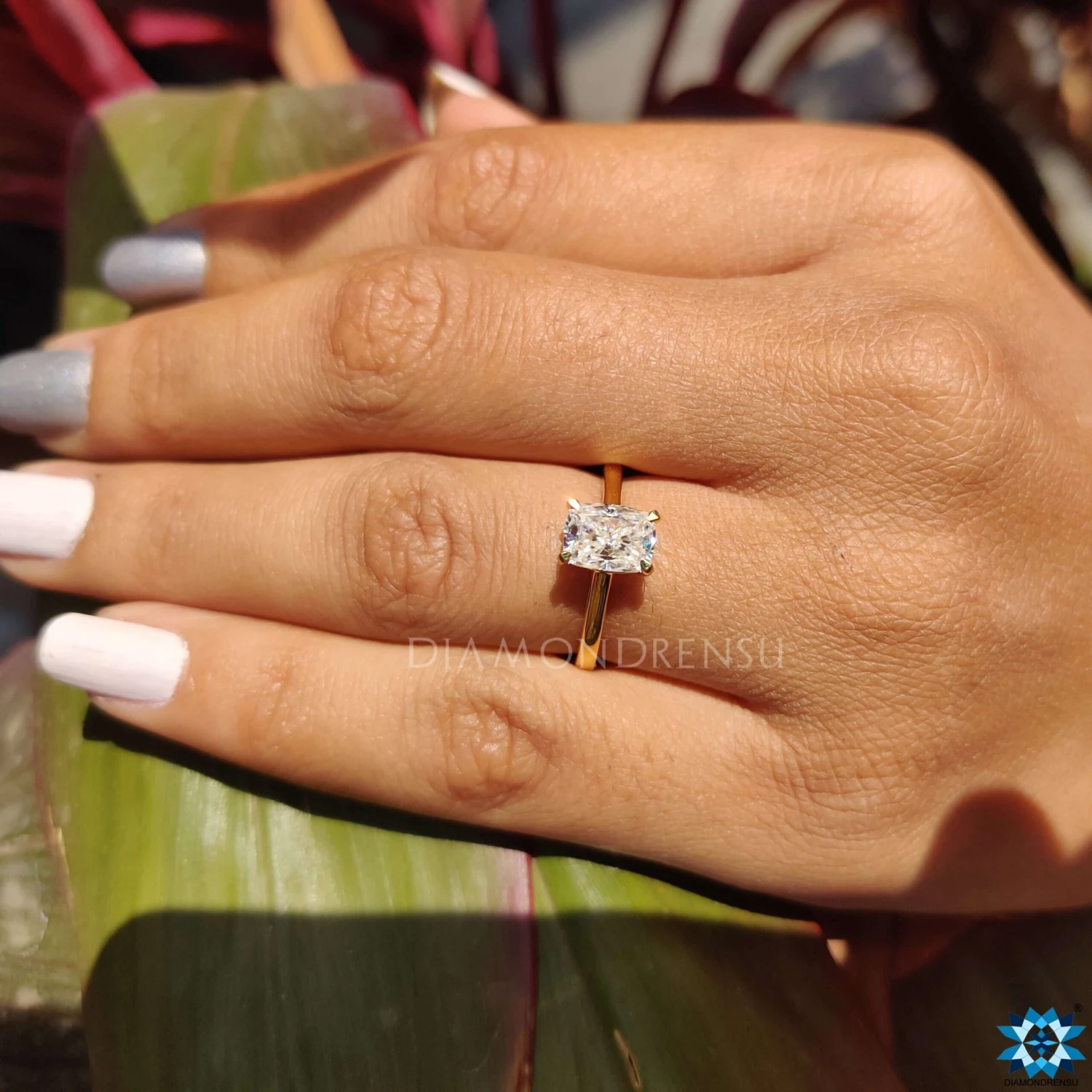 1.25 CT Cushion Cut Amazing Cathedral Set Moissanite Engagement Ring - Image 8