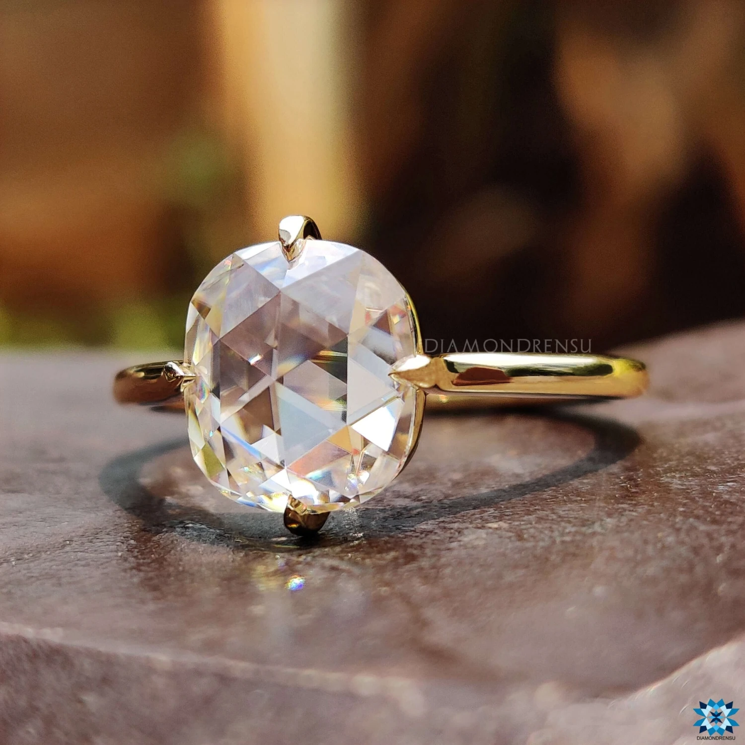 2.02 CT Cushion Rose Cut Moissanite Solitaire Engagement Ring - Image 4