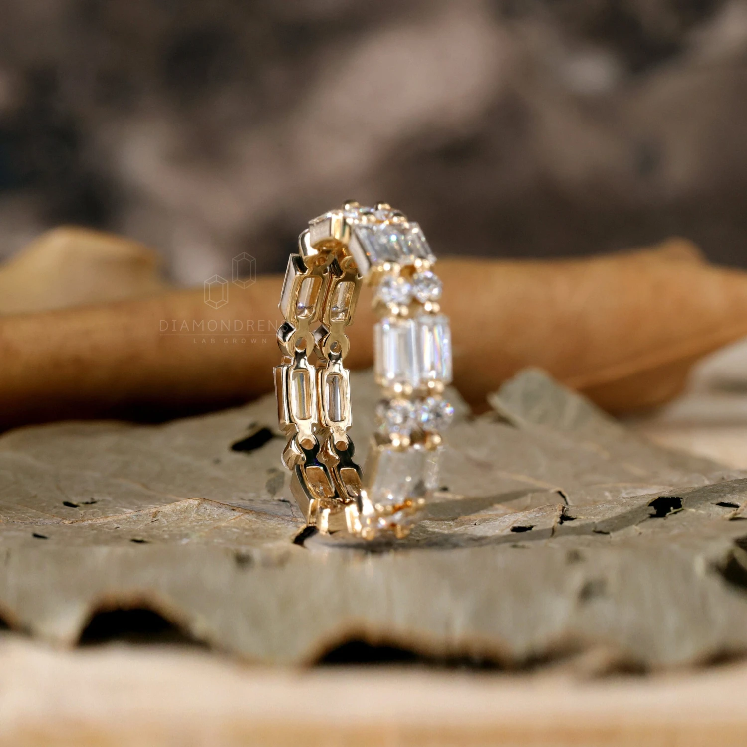 Lab Diamond Wedding Band, 1.89 TCW Baguette And Round Cut EF/VVS Eco Friendly Diamond Matching Wedding Band, Anniversary Gift - Image 2