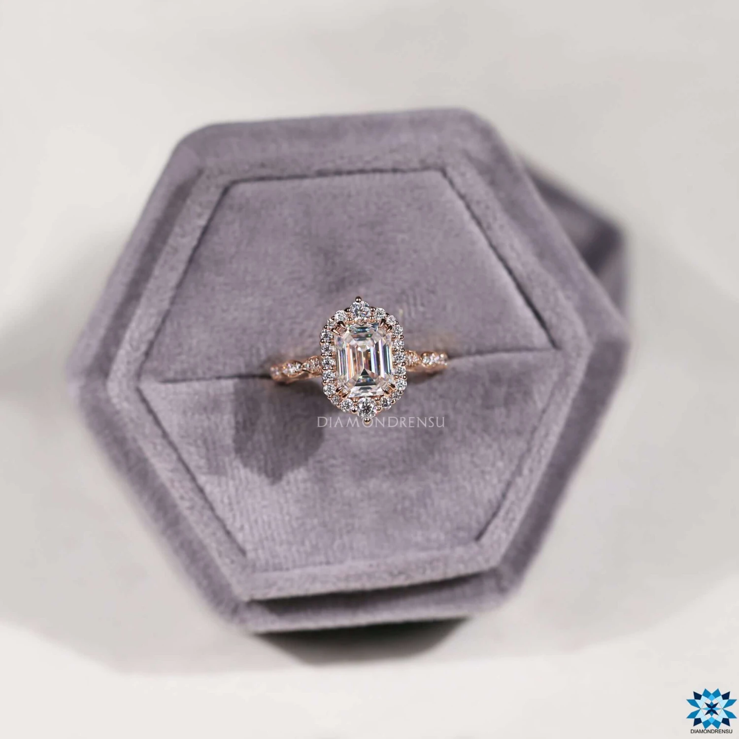 Vintage Inspired 3.94 TCW Emerald Cut Unique Moissanite Engagement Ring - Image 4