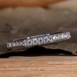 Round Brilliant Cut Lab Grown Diamond Wedding Band, Octagon Shape Band, Stackable Matching Band