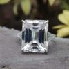 11.60 TCW Emerald Cut Classic Split Shank Moissanite Engagement Ring