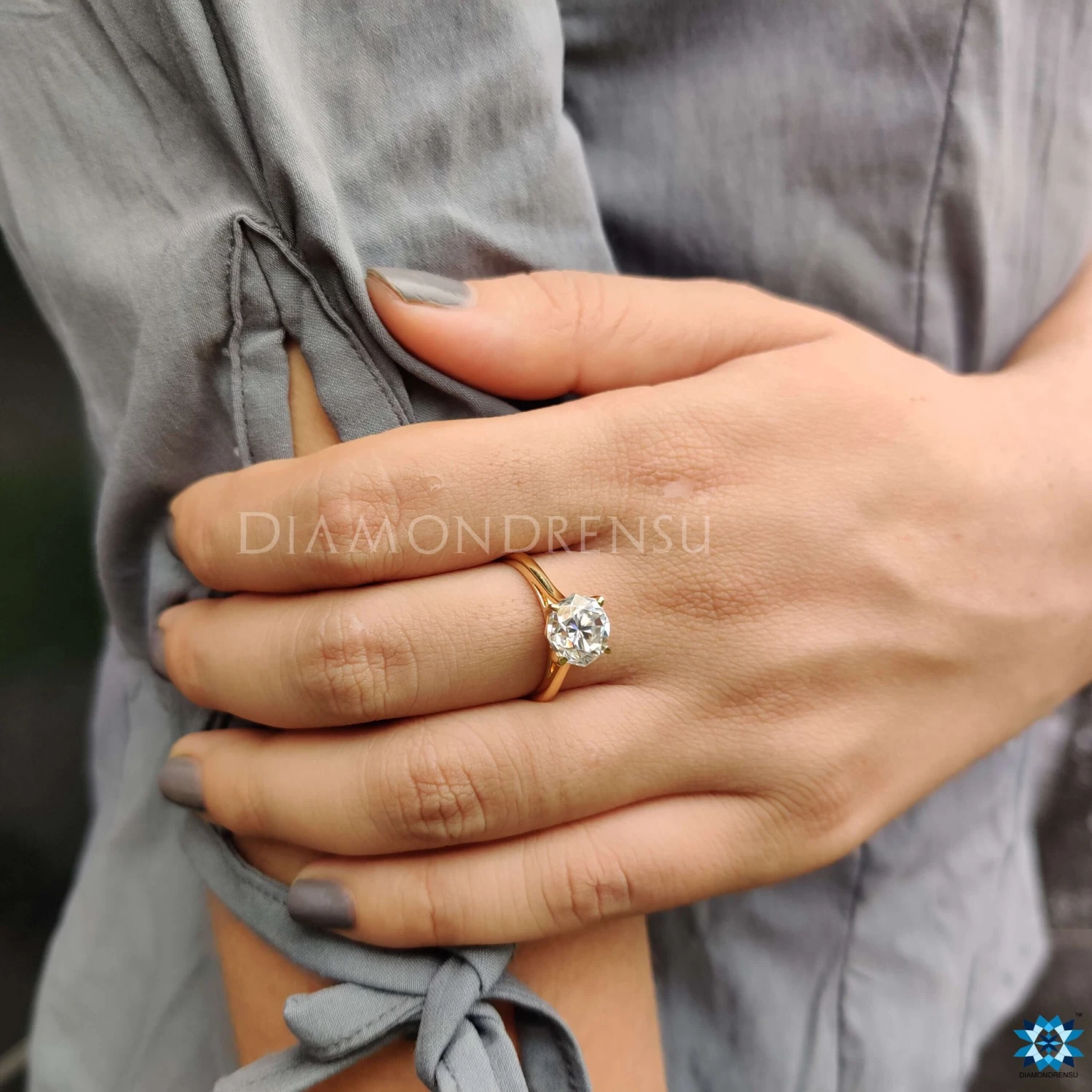 Cathedral Setting Moissanite Solitaire Ring, 2.61 CT Octagon Cut Solitaire Engagement Ring - Image 6