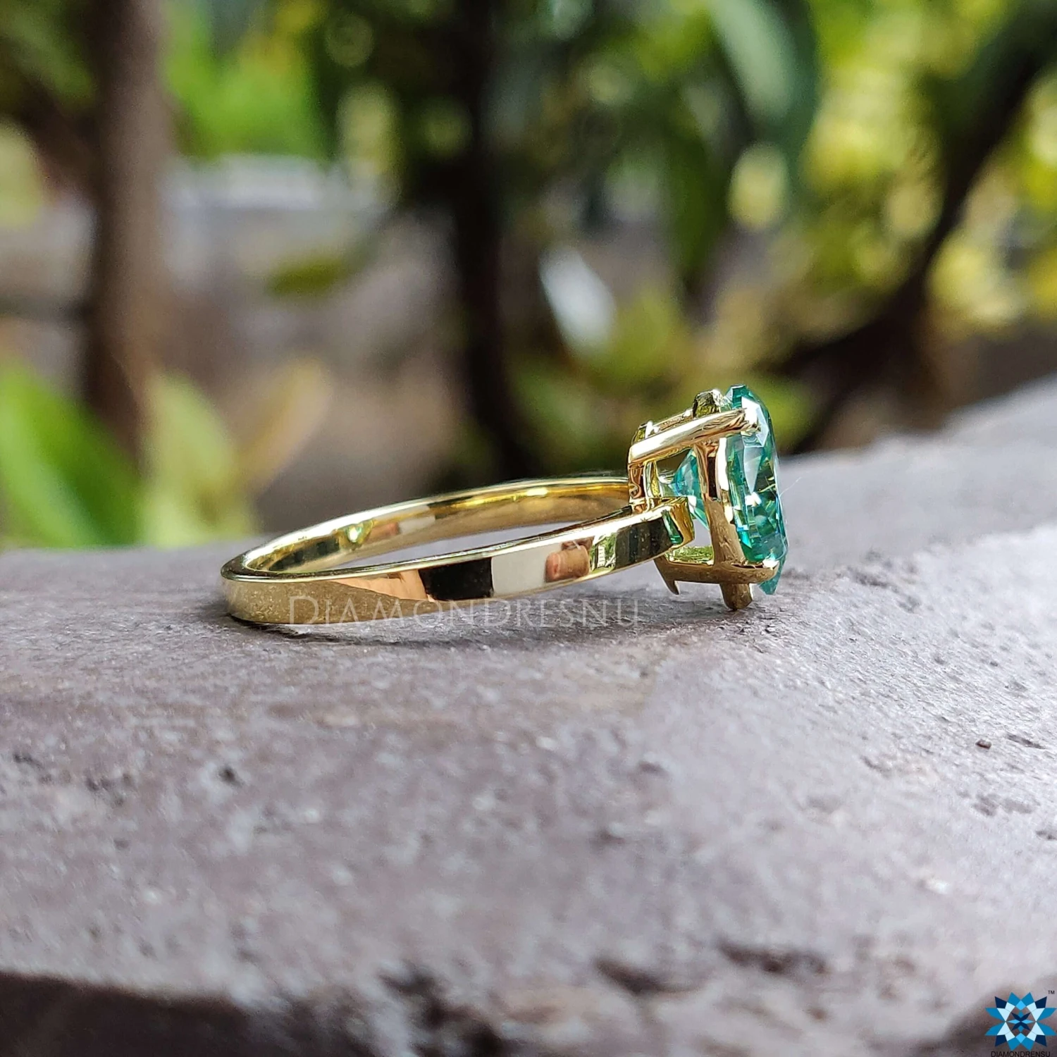 Dark Green Pear Cut Moissanite Solitaire Ring, 1.57 CT Moissanite Engagement Ring, Anniversary Gift Ring - Image 6